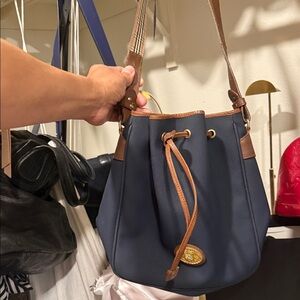 Burberry Navy and Brown Bucket Bag